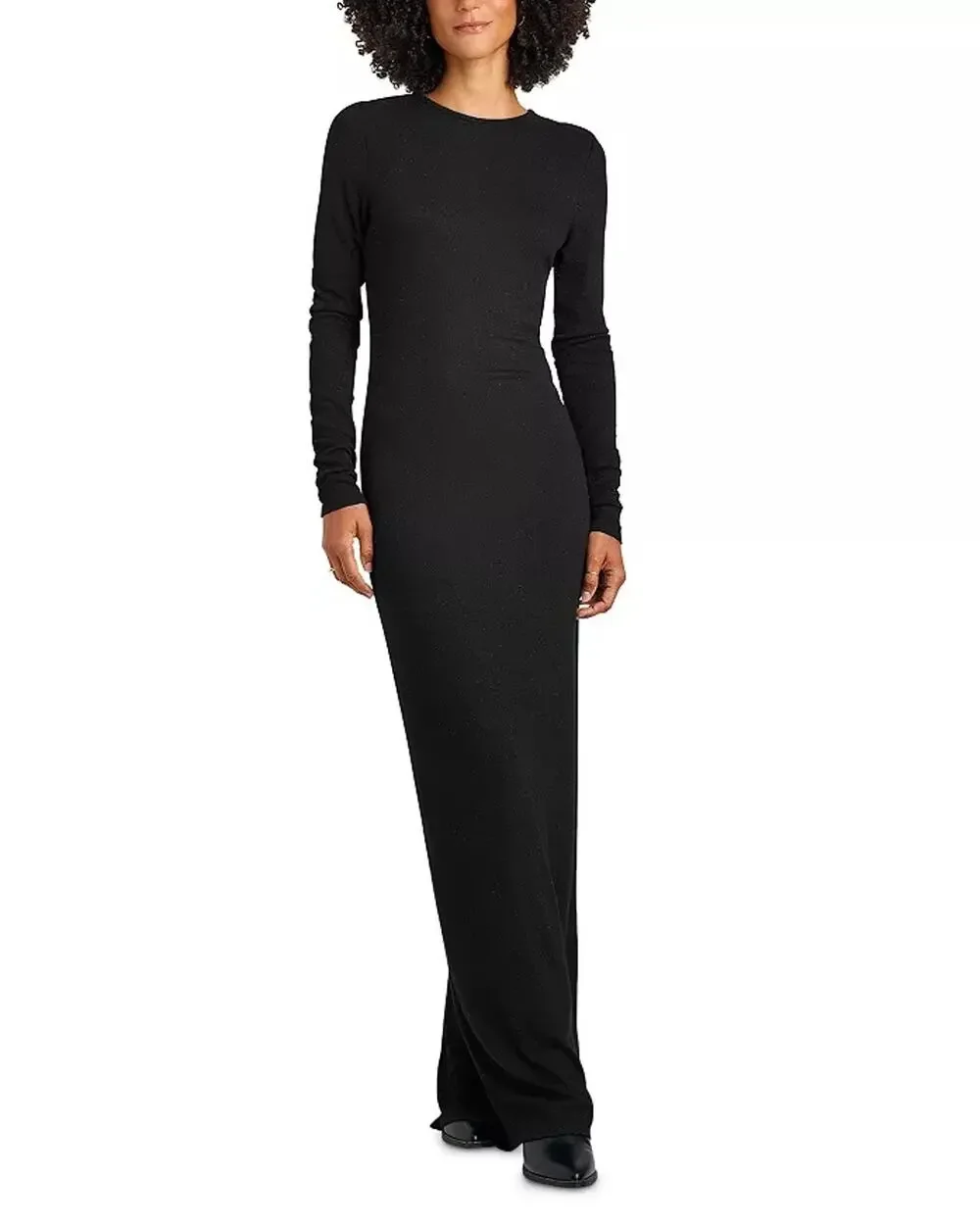 Splendid Women Black Shimmer Knit Viscose Isabella Evening Slit Dress Size S